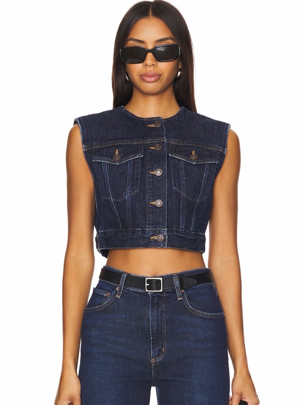 Agolde Dark Blue Denim Jeans with Contrast Stitching